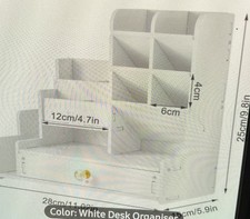 Desktop Multifunctional Stationery Storage Unit White NEW