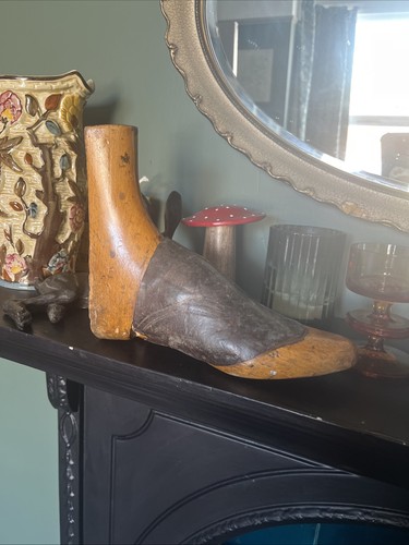 Vintage antique wooden shoe - wooden,