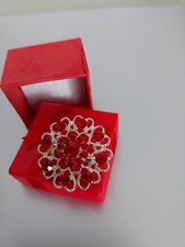 ladies red brooch in gift box great gift idea or raffle / tombola prize
