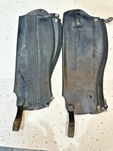 Black leather gaiters half - leather, gaiters/half