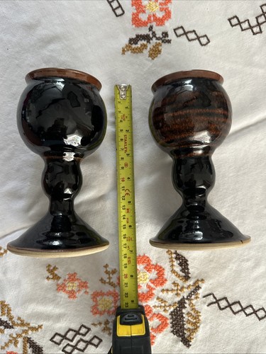 Vintage stoneware goblets set - stoneware,