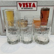 Vintage Ravenhead Vista Textured Glasses 18 Piece Set MCM Retro Home Bar