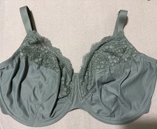 M&S FABULOUS UNDERWIRED NON PADDED FULL CUP Bra With LACE In GREEN Size 38GG