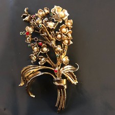 Vintage Gold Tone Floral Spray