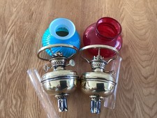 A Pair Of Central Draught Peg Oil Lamps.