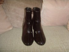 LADIES TU PATENT EFFECT BLACK ANKLE BOOTS SIZE 5