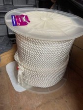 White Nylon Rope, 10mm dia, 3 Strand, Approx 140m On Spool, Ex Shop Stock