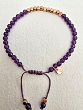 LOLA ROSE BEAUTIFUL DARK PURPLE QUARTZ & ROSE GOLD BEAD GEMSTONE BRACELET - NWOT