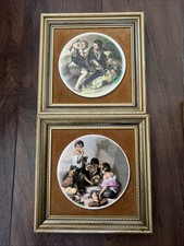 Harleigh China Genuine Staffordshire Ceramics Round Plaques Murillo Series x 2