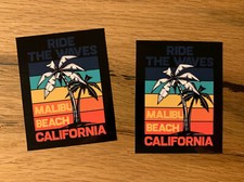 2x Malibu Sticker Beach Sticker California USA Hippie Bus Old School Retro #523