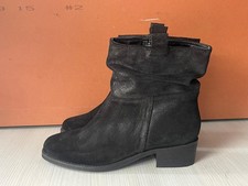 Next Ladies Black Suede Half Side Zip Ankle Slouch Boots Shoes.UK(5)EUR(38)-A104