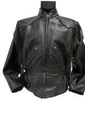 Harley Davidson Womens Size Large Black Leather Motorcycle Jacket Fringe Detail
