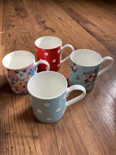 Floral Polka Dot Tea Mug Coffee Cup Set of x4