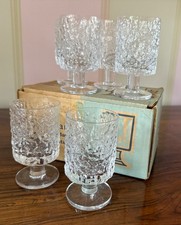 Whitefriars Glacier Six lead crystal Wine Glasses in Original Box 1970's 