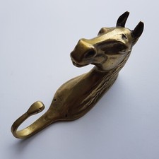 Brass hook horse riding equestrian barn bridle wall coat hanger Europe vintage