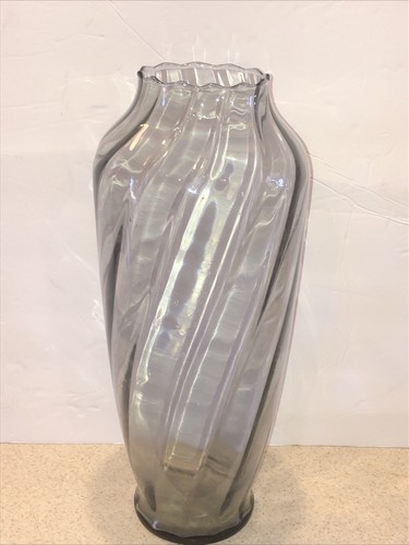 Vintage smoke gray vase spiral - vintage,