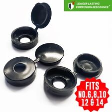DISCOUNTED - HINGED SCREW CAP COVERS BLACK - SMALL & LARGE NO.6 8 10 12 PLASTIC
