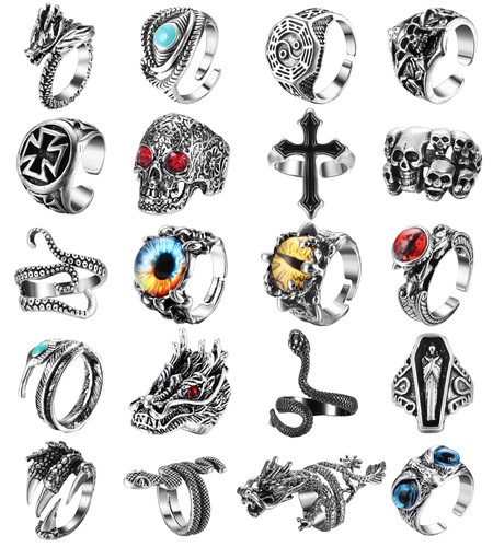20pcs vintage punk rings - vintage,