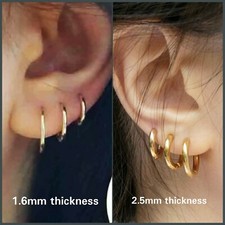 3 Pair/set Stainless Steel Round Hoop Earrings Sleeper Hoops 8mm,10mm,12mm