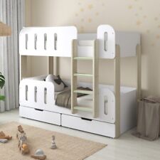 Bunk Bed, Elisa White and Pale Wood Storage Bunk Bed in 3FT Single