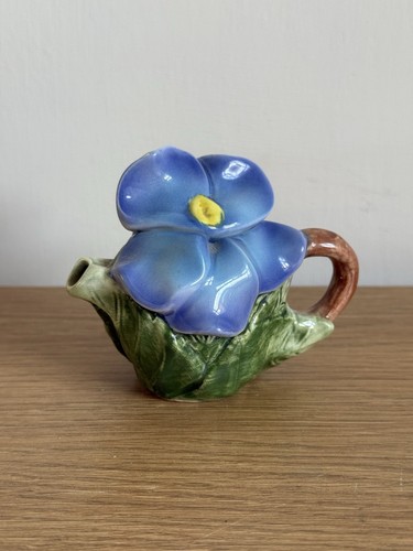Handpainted ceramic blue flax - handpainted,