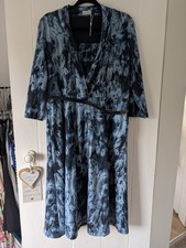 Vintage Eastex 70's Style Blue Abstract Pattern Maxi Dress UK 16