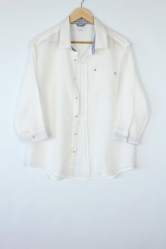 White linen shirt sleeve - white,