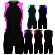 UK Womens Swimming Costume Athletic Swimsuit Sport Swimwear with Front Zip
