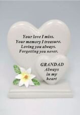 Grandad Double Heart Memorial Flower Graveside Remembrance Plaque Tribute Grave