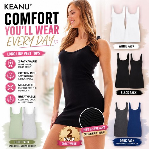 Ladies pack longline cotton - pack,