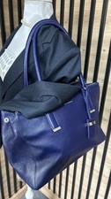 NEW Paul Costelloe Italian Designer Real leather Navy tote Shoulder bag handbag