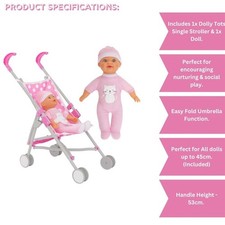 Dolly tots Pink Stroller with