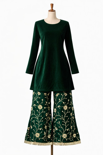 Emerald green velvet - green,
