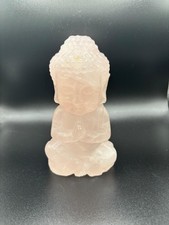 Natural  crystal Rose quartz Buddha Statue Carving  healing chakra reiki 