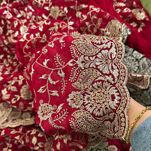 Women red silk saree with - silk,