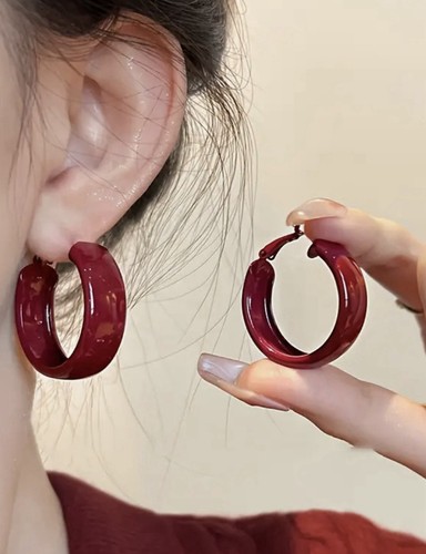 Pair vintage red hoop - of,