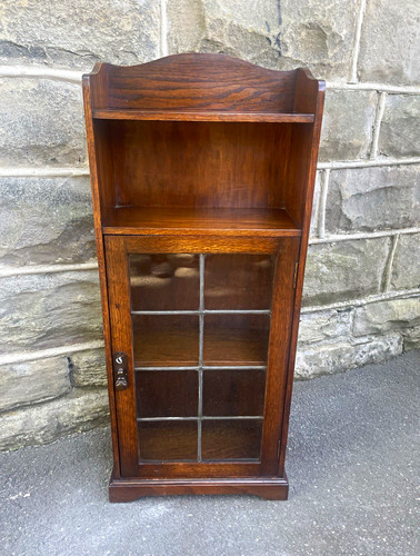 Antique slim oak bookcase - antique,