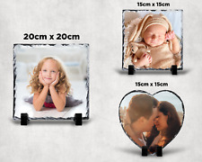 Personalised Photo Picture Rock Slate Custom Any Image Text Gift with Free Stand