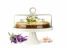 Glass Dome Cake Dome Cheese Dome Base Made Of Porcelain Cake Plate