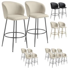 Bar Stools Chairs Faux Velvet Fabric Kitchen Dining Room Furniture Home Office