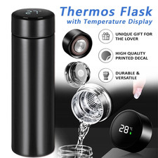 Stainless Steel Thermos Water Bottle Vacuum Flask LED Temperature Display Travel