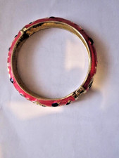 Ladies Bangle Deep Pink with Gold Blue and Yellow