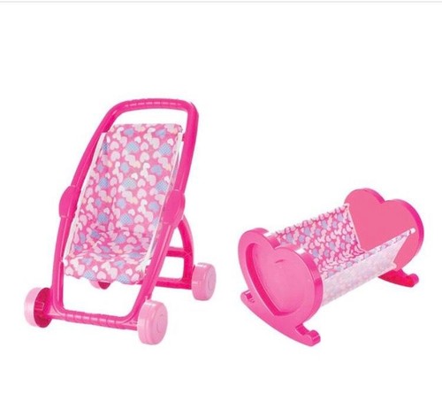 Pink stroller dolls bed twin - dolls,