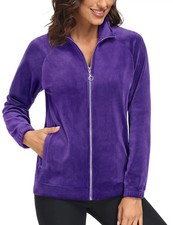 Womens Fleece Velour Zip Up