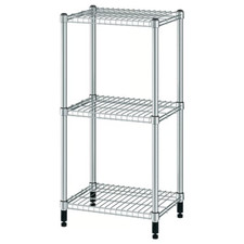 New IKEA OMAR Metal Shelving Unit 46x36x94cm - 3 Tier Wire Storage Rack Chrome