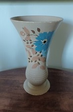 Vintage Brentleigh Ware Tall 29 cm Pottery Handpainted Blue Floral 1925-70's 