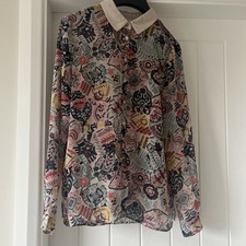 Numph Shirt Abstract Navy Mix Size 12 Bnwot