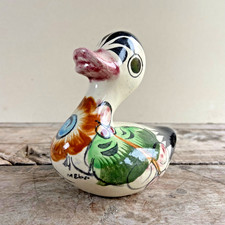 Vintage Talavera Pottery Ceramic Rubber Duck Hand Painted Mexican Art Pottery