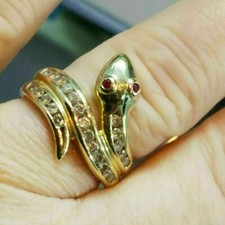 1.50 CT Round Cut Diamond Snake Engagement Ring 14K Yellow Gold Finish Size M-T