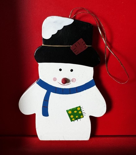 Wooden snowman ornament 12cm - snowman,